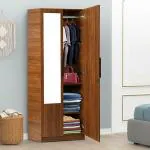 Trevi Ozone Engineered Wood 2 Door Wardrobe With Mirrorin Teak Finish (Finish : Melamine)