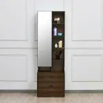 @home Serra Engineered Wood Dresser With Mirror (Finish : walnut; Colour : brown)