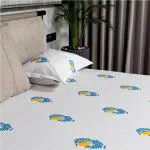 Urban Space Regal 100% Percale Cotton 200 TC Printed Elastic Fitted Bedsheets King Size with 2 Pillow Covers (Size 72 x 78 inches, Ethnic Motif - Yellow)