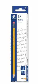 Staedtler Yellow 2B Pencil with Eraser Tip Set of 12 Pcs