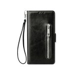 Trounce Zipper Series Faux Leather Black Wallet Flip Case Mobile Cover For Samsung Galaxy A70
