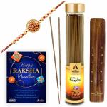 The Aroma Factory Premium Rakhi Gift Hamper for Raksha Bandhan |Brother/Bhai/Veera/Kids Pack of 4 Items|1Rakhi+1Kesar Chandan Agarbatti+Greeting Card+Stand|Raakhi Gift Set