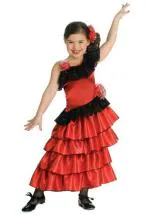 Kaku Fancy Dresses Spanish Girl Global Ethnic Costume -Red & Black, 3-4 Year