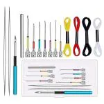 TREXEE 15 Pcs Punch Needle Kit for Women, Girls | Rug Punch Needle with Different Thickness Coloful Thread Embroidery Stiching Tools Threader Fabric Embroidery Hoop Yarn Punch Needle Embroidery Kit