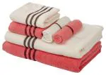 Palatial Lifestyles Bath Towel Set of 6 | 100% Cotton Zero Twist Bath Towel Set for Couple - 2 Bath Towel , 2 Hand Towel & 2 Face Towels (Ivory & Coral)