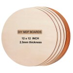 NEZIKA Round Circle MDF (Pine Wood) 12 inch Board for Art and Craft-2.5mm Thick Unfinished Round Wood Slices for Resin Art, Mandala Art,Pyrography, Painting (Set of 10)