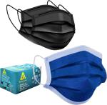 A1 Black, Blue Non Woven 3 Ply Antiviral And Pollution Face Mask With Nose Cap Combo, Free Size (Pack Of 400)