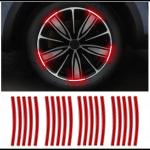 CARIZO 3D VIEW Reflective Wheel Tire Rims Stripes Stickers (Pack of 20, Red) Decals Exterior Accessories Compatible with Datsun Redi Go