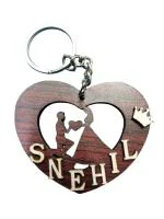 HIGAR Smilykey Personalized Premium Wooden Key Chain Keyring With Name For Kids (Pack Of 5)