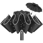 RAMNATH IMPEX Reverse Automatic Open and Close Folding Umbrella Triple Folding Umbrella Reflective Safety Umbrella Travel Umbrella Small Portable Umbrella, Black