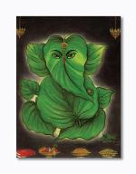 Tamatina Multicolor Religious Shri Ganesh Traditional Art Canvas Painting - 13X10 Inch