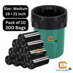 CHIKMA Biodegradable Garbage Bags [300 Bags] [ Medium Size 19*21 inch ] [Pack Of 10] Dustbin Bags For Wet And Dry Waste (10*30 =300 Pieces)
