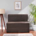 3X6 size for 1 Person- Jute Fabric Washable Cover- Coffee Brown 1 Seater Single Foam Fold Out Sofa Cum Bed