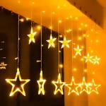 ELITEHOME Decorative Star LED Lights for Christmas, Wedding - 2.5 Meter ( 138 LED, 5+5 Star)