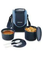 Magnus Microwave Easy Lock Alfa-2 Stainless Steel Lunch Box Set with Leak-Proof Containers & Insulated Bag - Air-Tight Design, Perfect Lunch Boxes for Office Men, Lunch Box for Kids (Blue)