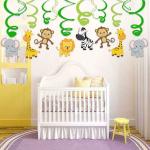 Festiko 80Cm 12Pcs Party Hanging Swirl Decorations, Party Swirl Decorations, Hanging Swirl For Ceiling Decorations For Birthday Decoration (Animal Jungle Swirls)