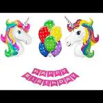 Sv Traders Unicorn Pink Them Happy Birthday Special Combo-Pink Bunting Birthday Banner