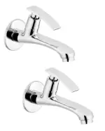 ENNIUS Long Body Bathroom & Kitchen Tap with Chrome Finish - Modern Design, Quarter Turn, Easy Install (Pack of 2)