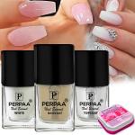 Perpaa Base Coat, Top Coat And White Nail Polish Nail Polish (Pack Of 3)