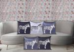 Home9ine Sequin Work Polyester Cushion Covers Zebra| Black & Grey (Silver)| 40x40cm - Pack of 5