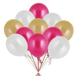 Party Midlinkerz Rubber Dark Pink, White and Gold Metallic Birthday, Baby Shower Metallic Balloon Kit for Kids, Girls and Women (Pack of 51)