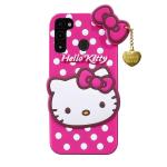 Fastship Silicone soft Hello Kitty with Pendant Case proper fit Back Cove for Tecno Spark 8C - Pink