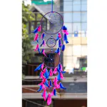 BS AMOR Dream Catcher Wall Hanging Handmade 3 Ring Circular Net & Feather Decoration (PinkDarkBlue)