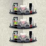 Flaner 9X9 Inch Acrylic Bathroom Corner Shelf/Wall Rack/Kitchen Shelf (Made In India) Acrylic Wall Shelf (No. Of Shelves - 3, Black)