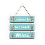 CVANU Abstract Welcome to Our Sweet Home Wall Hanging Board Plaque Sign for Wall Decor