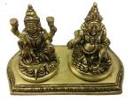 Kalarambh Brass Laxmi / Lakshmi Idol Murti Statue for Home Pooja Puja Mandir Decor Collectible Handicraft Art, Yellow, 6 x 3 x 3 Inch (L x W x H)