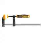 INGCO F Clamps (50x200mm), Steel f clamp, F Clamp with Rubberized Handle and Surface Protection PVC Cover for Better Grip Metal F Clamps for Woodworking Glass and Welding Works