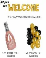 GAURANG Welcome Home Party Decoration Pack Rubber, Aluminium Lets Party Welcome Home Decoration Balloons Set - Golden, Black