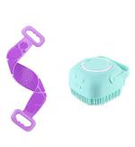 ShopiMoz (Pack of 2) Silicone Bath Body Back Scrubber Brush+Silicone Shower Brush with Soap Dispenser, Bath & Body Brushes, Shower Brush, Double-sided Brush