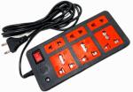 Sanhan ELECTRIC BOARD EXTENSION CORD POWER STRIP SURGE PROTECTOR MULTI PLUG 6 sockets with 3m wire 6 Socket Extension Boards (Black, Red, 3 m)