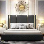 K7 Comfortable Bed | King size Bed| Designer Bed|Compressed wood (Black)