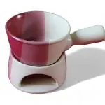 Claymistry Ceramic Pink Tri-Shaded Fondue Set (Bowl 20cm * 13cm * 5cm) (Coaster 13cm * 13cm * 7cm) Glossy | Dishwasher & Microwave Safe | Melting Pot for Cheese & Chocolate | | Premium Crockery