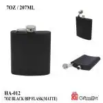 GM GIFTMART 70Z BLACK FLASK MATTE 210ml 7OZ Stainless Steel Hip Flask Alcohol Drinks