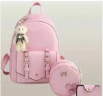 Jyoti Rough and Tough Bags pieces fashion Leather Women Backpack Korean Style Backpack Teddy Bear Keychain Women Girls College Backpack Bag -c3