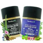 HerbtoniQ Natural HairGrow Mask and Jatamansi Bliss Shampoo Powder Combo Set - Luxurious Hair Growth, Strength, Dandruff Control, and Scalp Nourishment for Men and Women (500g Each)