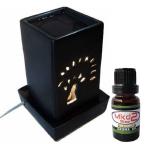 Mkd2 Rise Electric Aroma Diffuser Oil Burner I Aroma Burner Oil Diffuser for Home Fragrance With 10 ml Jasmine Aroma Oil. (Black Square)