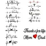 Buy Temporary Tattoowala Line Art Heart Mom Dad Designs Pack of 4 ...