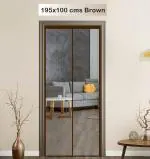 Classic Mosquito Net Polyester Magnetic Screen Door Mesh with Hook & Loop 195 cm x 100 cm - Brown