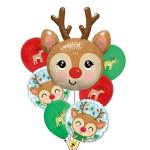 My Party Suppliers Reindeer Christmas Ornaments Theme Foil Balloon (pack of 7)