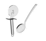 FIRST FRONT Stainless Steel SS Pizza Cutter With Stainless Steel Pure Poni Spoons and (Multicolour, Pack of 2)