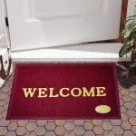 CASA-NEST PVC Welcome Doormat for Home Entrance Outdoor Maroon 001