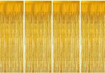 Festiko Foil Curtain Perfect For Wedding Photo Booth Backdrop, School Dance, Birthday Party, Christmas Celebrations And Graduations (3Ft X 6Ft Golden) Pack Of 4