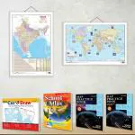 GOWOO India POLITICAL - MAP PRACTICE BOOK, WORLD POLITICAL - MAP PRACTICE BOOK, BIG CUT & DRAW OUTLINE MAPS POLITICAL & PHYSICAL, Indian Road Guide & Political Map, World Political Map and SCHOOL ATLAS LATEST EDITION (ENGLISH) - ART PAPER