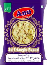 Anu Fryums 3D Triangle Papad | 500 gm (250g x 2) | Ready to Fry | Crunchy & Tasty Dry Samosa Chips