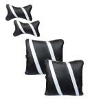 Able Classic Cross Kit Comphy Pillow Square Cushion and Neckrest Necksupporters Black and Silver for Audi -Q7 Set of 4 Pcs