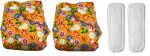 naughty bottoms Washable, Reuseable Cloth Diaper- Orange Combo, With 2 Free Dry Feel Absorbent Inserts